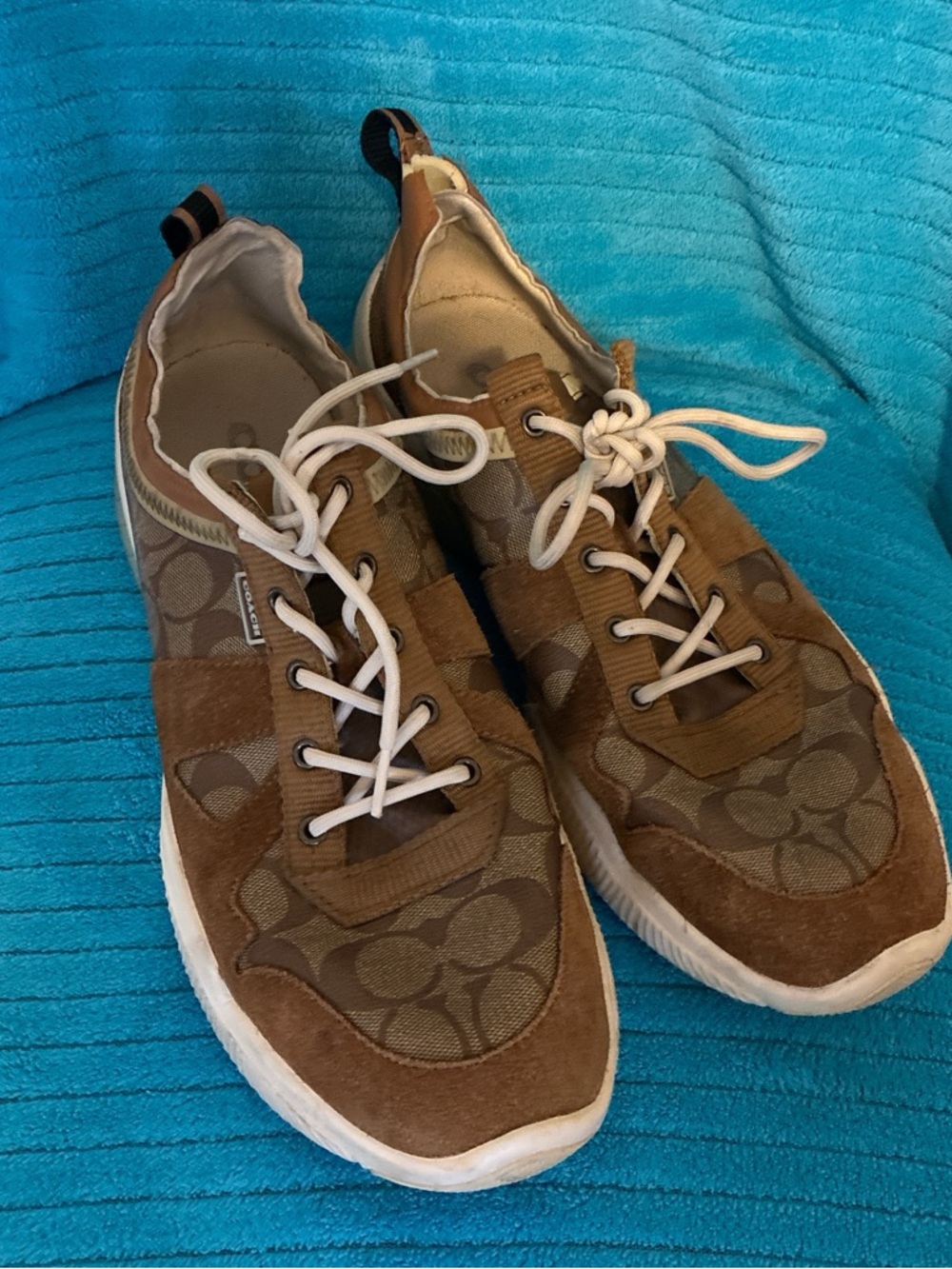 Coach Men’s 13D Citysole runner in Tan/Brown Signature Logo Sneakers